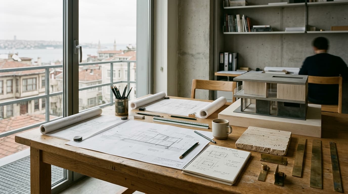 EKC Architect eskiz ve maket masası